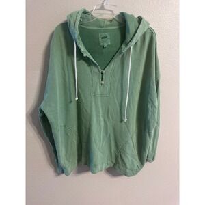 Aerie‎ Pullover Hoodie Quarter Button Up Green Comfy Sweatshirt M